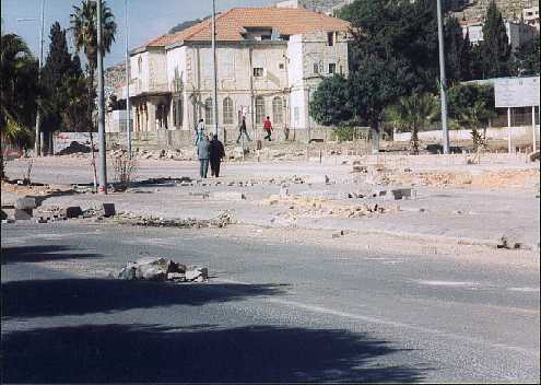 Tanks on their way to Nablus had mangled up the pavements that had just been repaired.