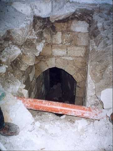 Below the foundations of the Palace an old doorway was exposed by an explosion.